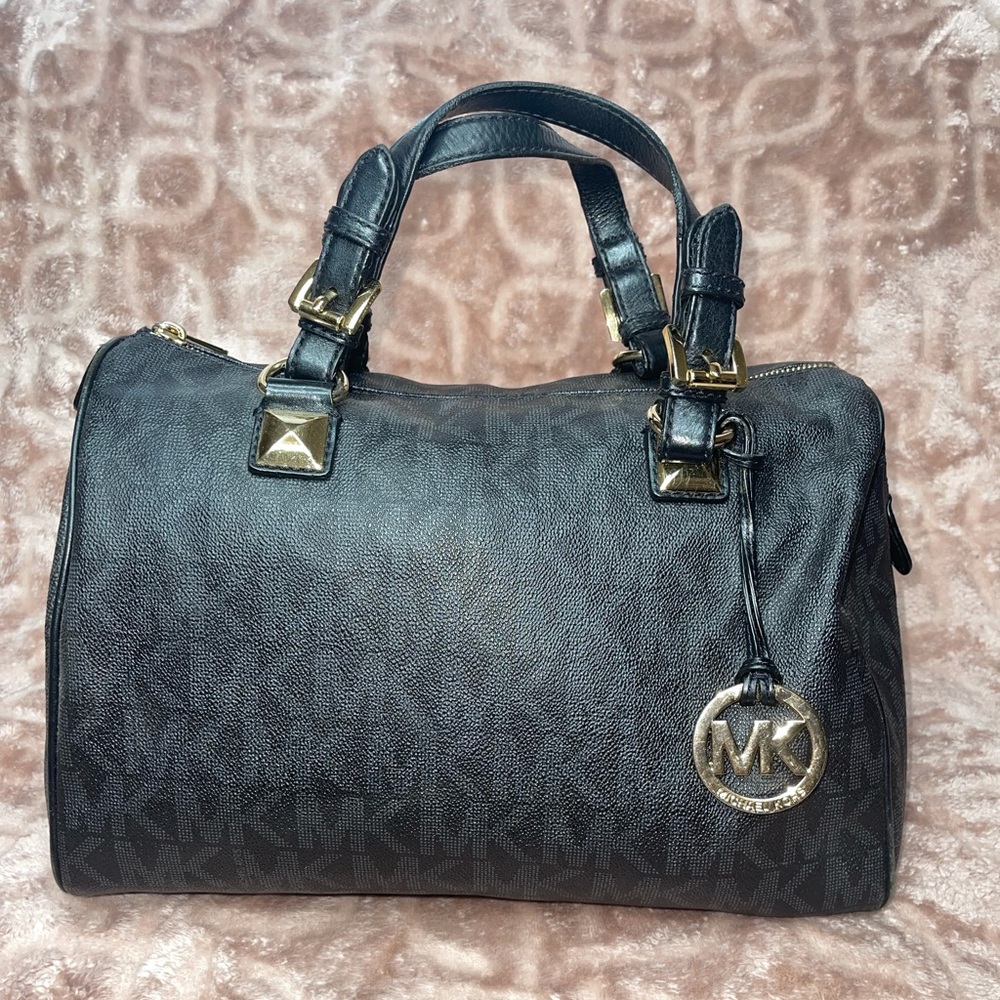 Michael Kors Monogram Satchel w/ Gold Hardware